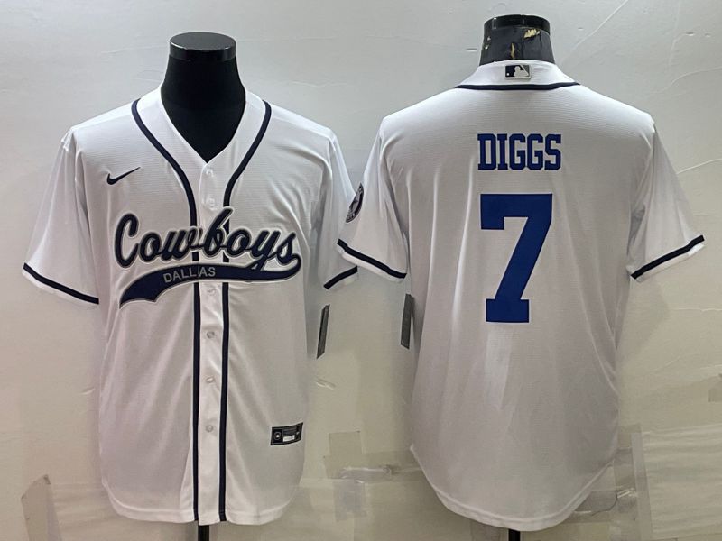 Men Dallas Cowboys #7 Diggs White Nike Co branded NFL Jerseys